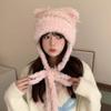 Hat Women's New Autumn and Winter Cute Plush Cat Ears Hat Warm Ear Protection Big Head Circumference Tide