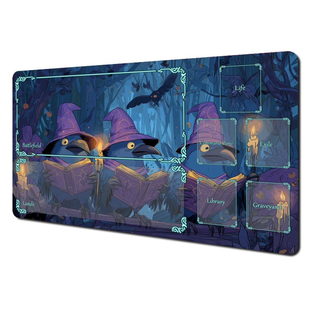 Mysterious Magic Crow Magic Card Playmat with zone MTG playmat gathering game mat Desk Mat Commander Battle playmat magic pad