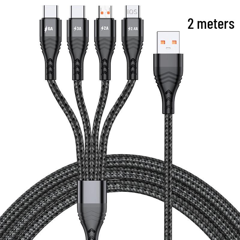 6A Vier-in-één Snel Oplaadkabel voor Huawei-, Samsung-, Apple- & Xiaomi-apparaten