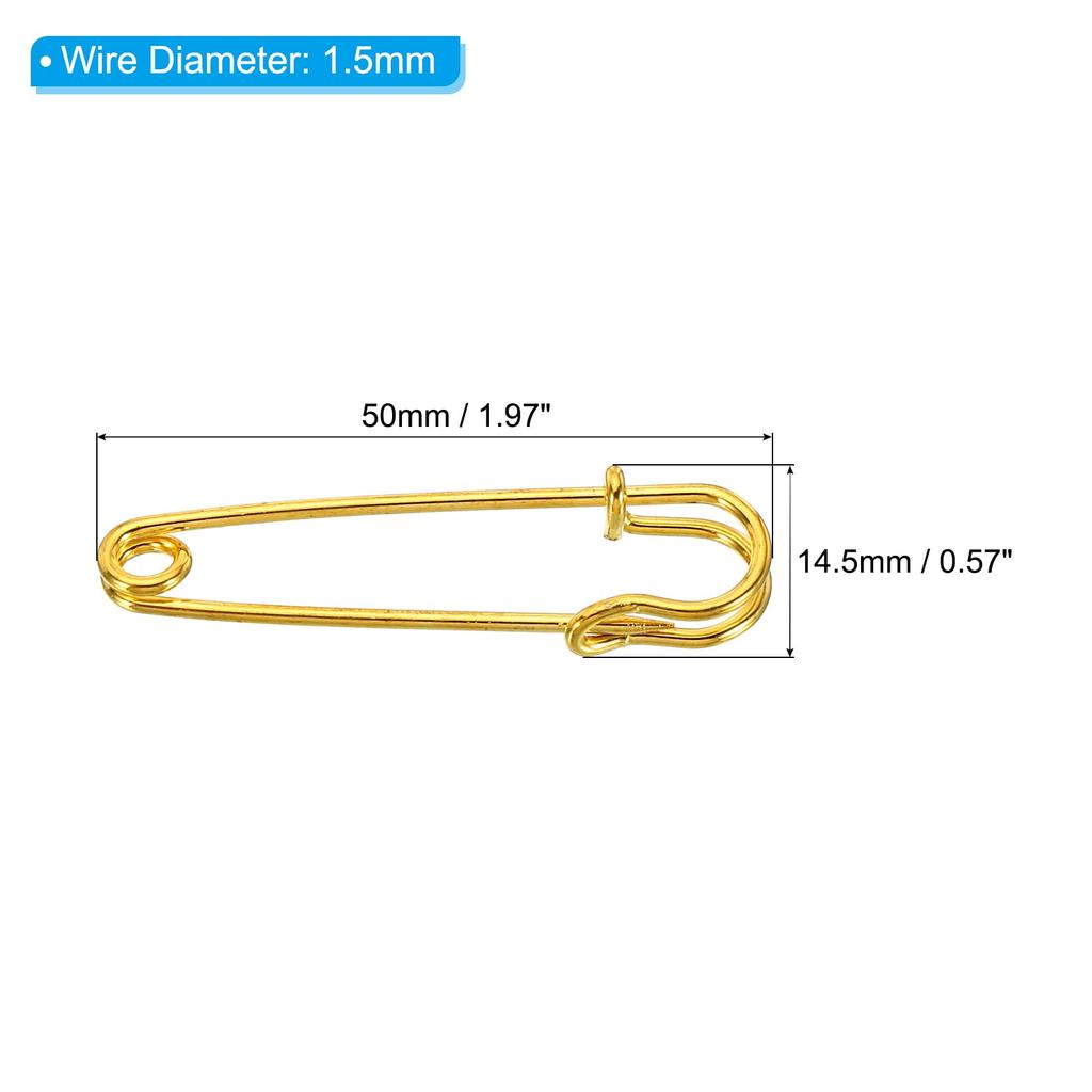 Uxcell Safety Pins 50mm Large Metal Sewing Pins for Blanket Skirt Crafts Brooch Making Gold Tone 20 Pieces