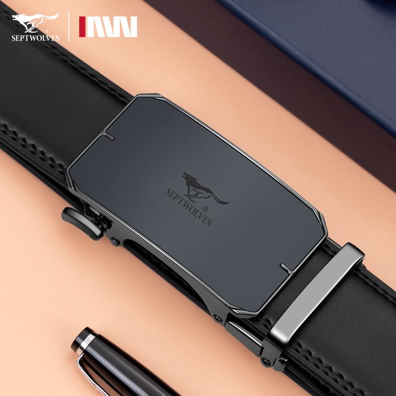 Sieben Wölfe Herren Vielseitiger Ledergürtel mit Automatikschließe - Ideal für Business- oder Freizeitkleidung