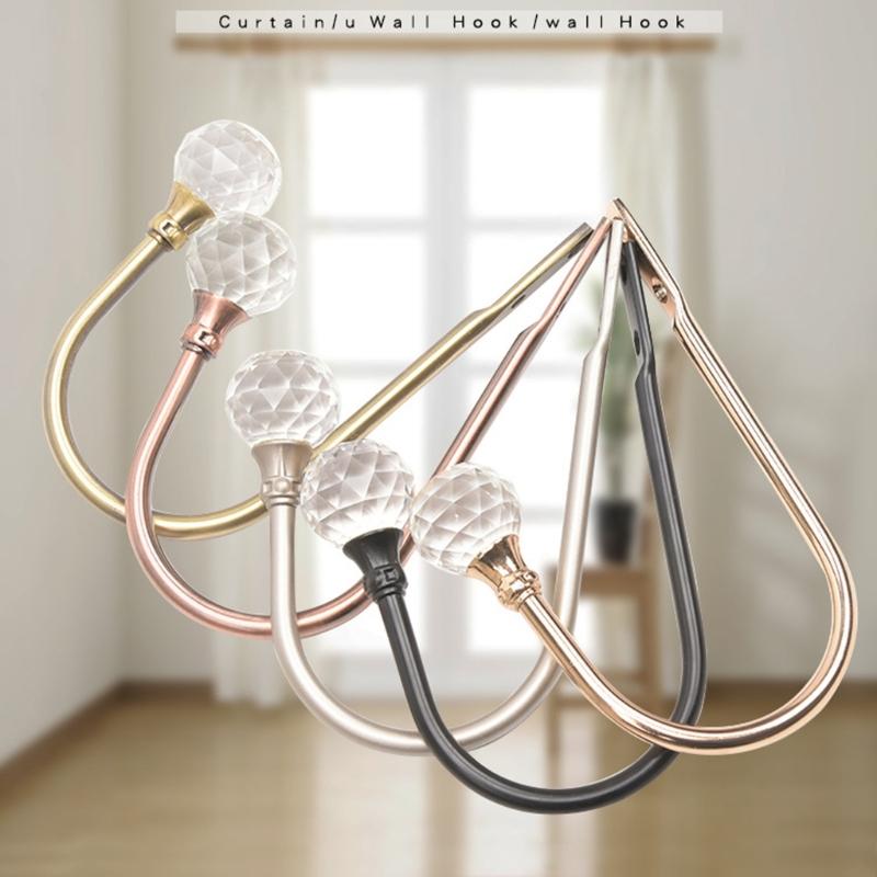 Pack of 2 Curtain Holdbacks Decorative Wall Mounted Tieback Hook for Drapery and Hanging Items Hanging Solution