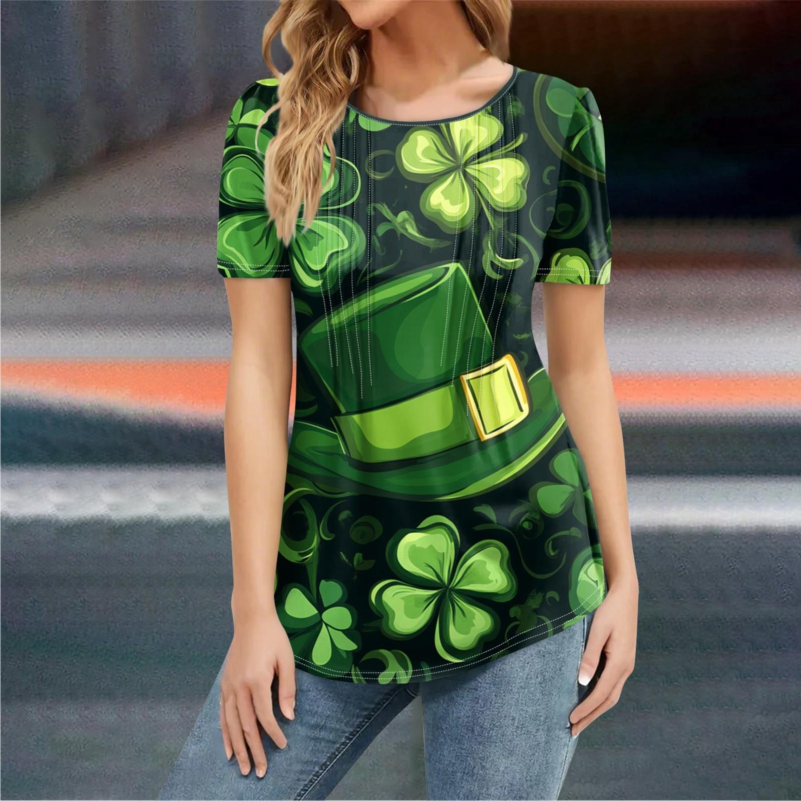 

Женская мода в стиле кэжуал. Патрик Принт Топ Короткий Рукав Рубашка Свободный Пуловер XXXL