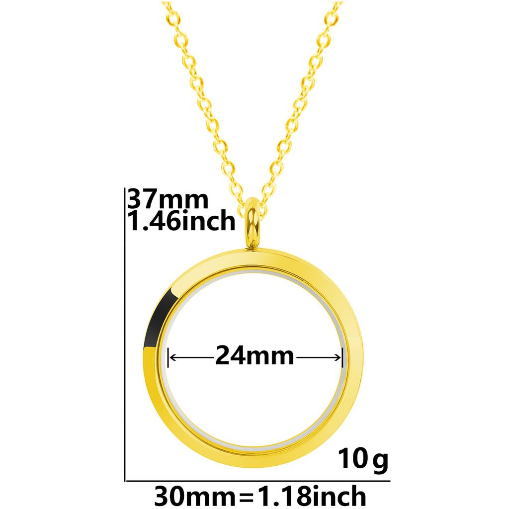 Never Fade Round Stainless Steel Locket Pendant Necklaces For Women Men Accessories Living Lockets Necklace Memory Jewelry Gift