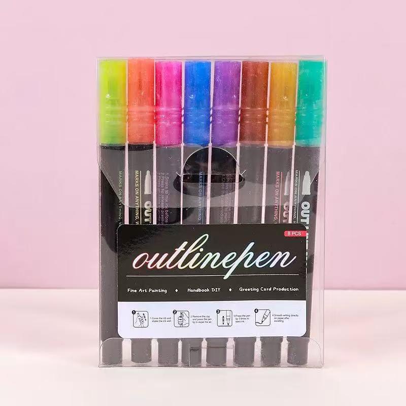 Dreamy Double-Line Outline Pens - 48 Colors for DIY Journaling & Colorful Christmas Highlights