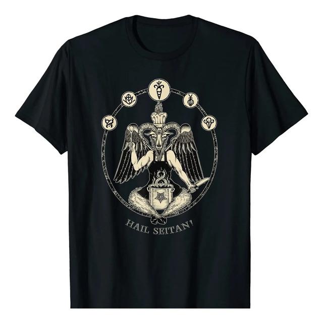 Camiseta Hail Seitan Com Simbolo Oculto Do Pentagrama De Bap S