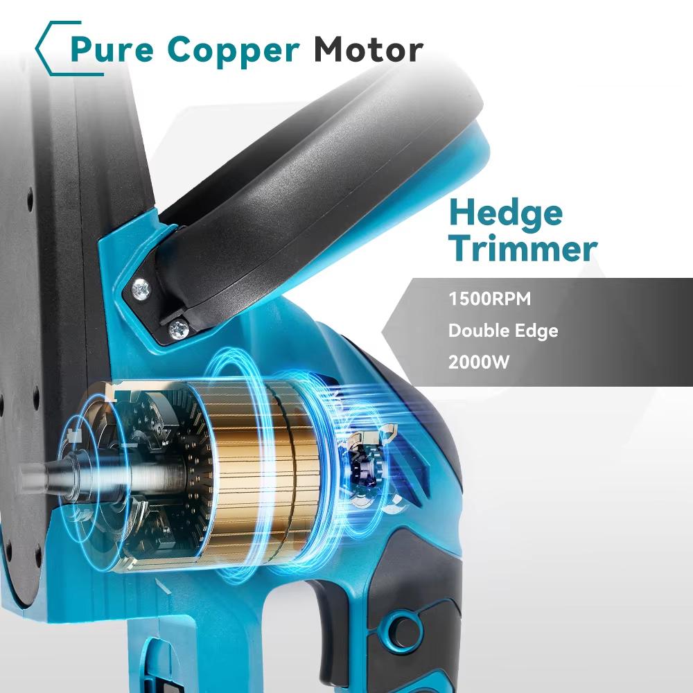 2000W 15000RPM Electric Hedge Trimmer Cordless Lawn Mower Hedge Pruner Trimmer Garden Power Tool For Makita Battery Pin