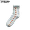 5pcs Socks Women Spring and Summer Jk Mid-calf Socks Wooden Ear Edge Japanese Cute Flower Girl Socks Sweet Lolita Cotton Stockings