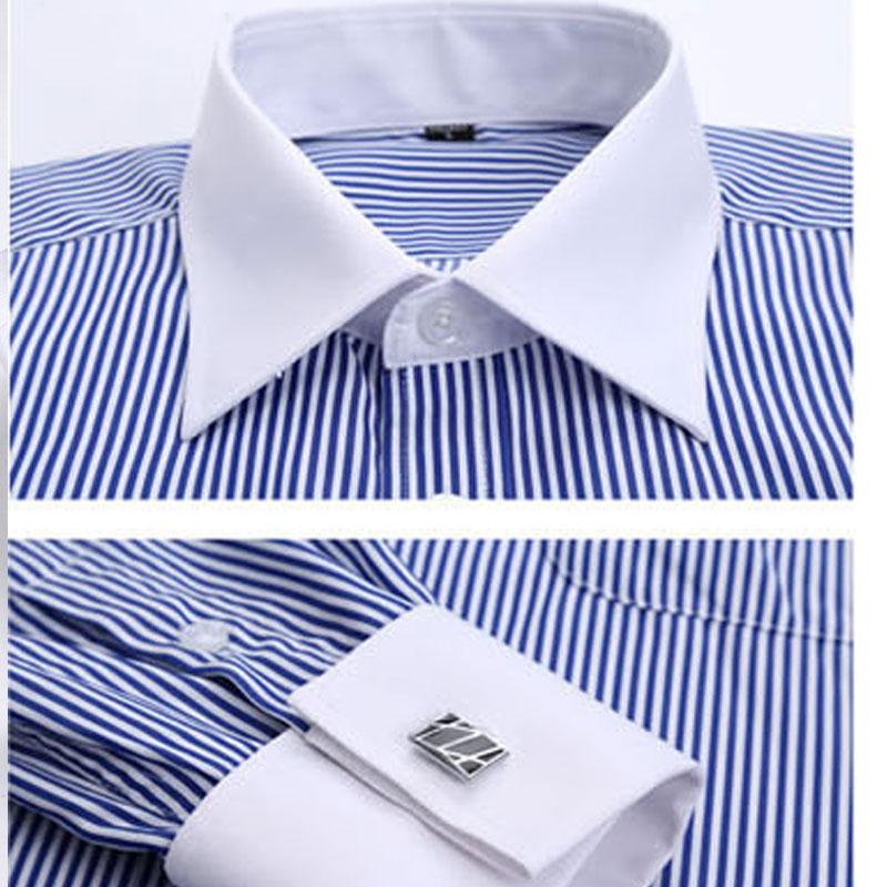 2026 New Men's Long Sleeve Shirt High Quality Tuxedo Standing Collar Wedding Dress Shirt Men's White French Cufflink Shirt
