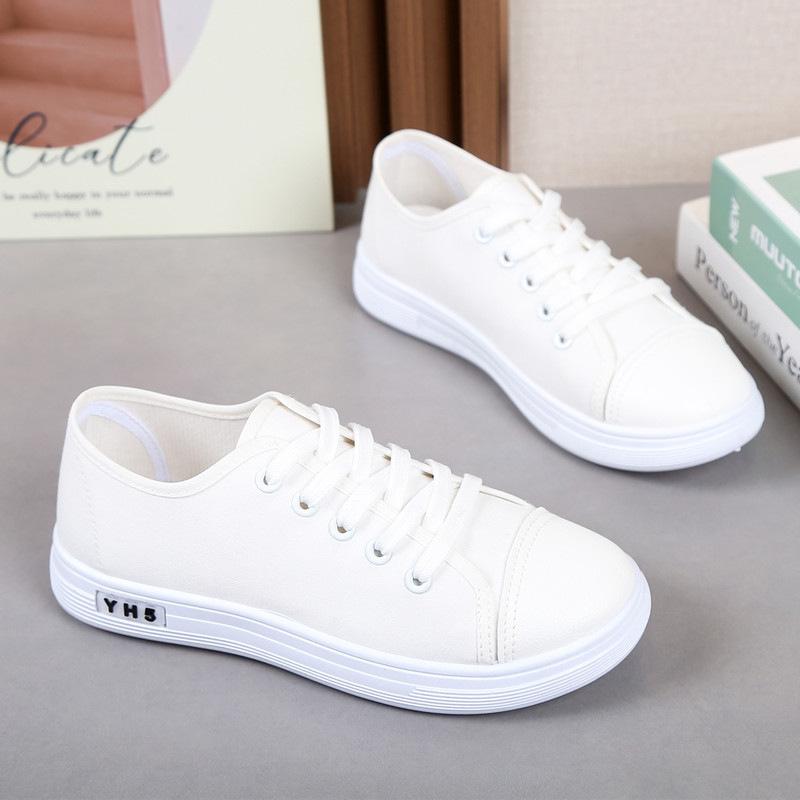 Новые низкие парусиновые туфли студенческие плоские повседневные женские туфли на шнуровке маленькие белые туфли женские 35 белый