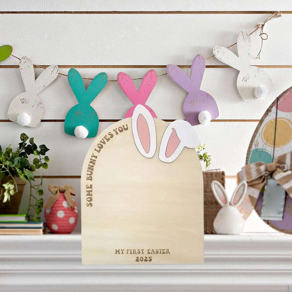 Easter Wooden Child Sign of Step in The Photo Newborn Craftsmanship