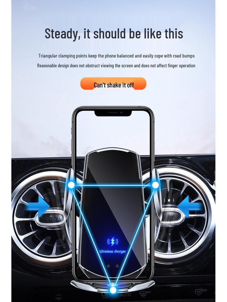 Q3 Wireless Car Charger Mount: 15W Automatic Clamping Phone Holder for Navigation