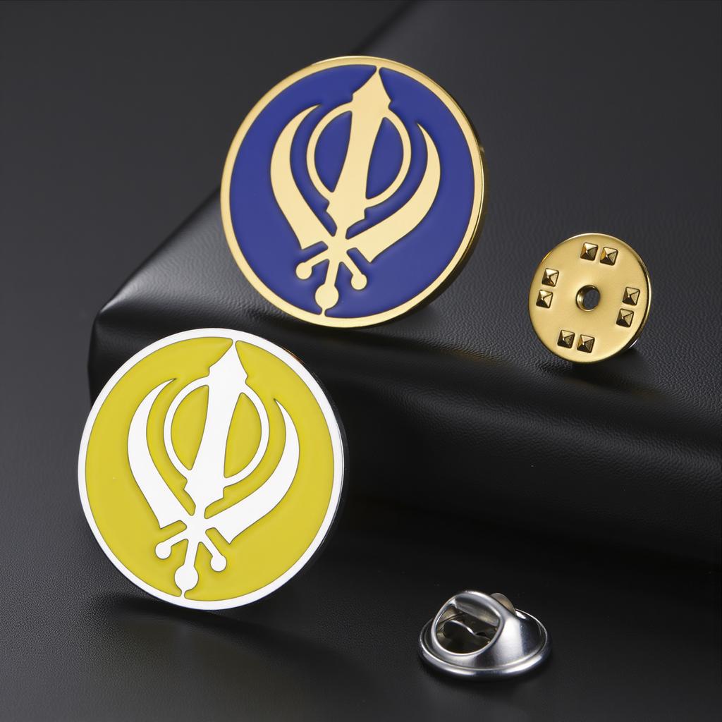 India Sikh Khanda Symbol Brooch For Women Men Stainless Steel Pins Religious Badge Accessories Spiritual Amulet Jewelry Gifts