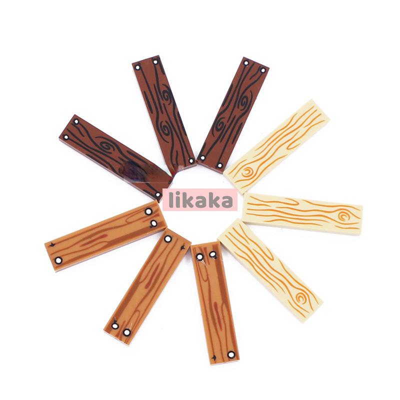 100Pcs Moc 1X4 Panel With Nails Printed Wood Board Building Blocks Parts Blocks Accessories Toys For Kids Compatible With 2431