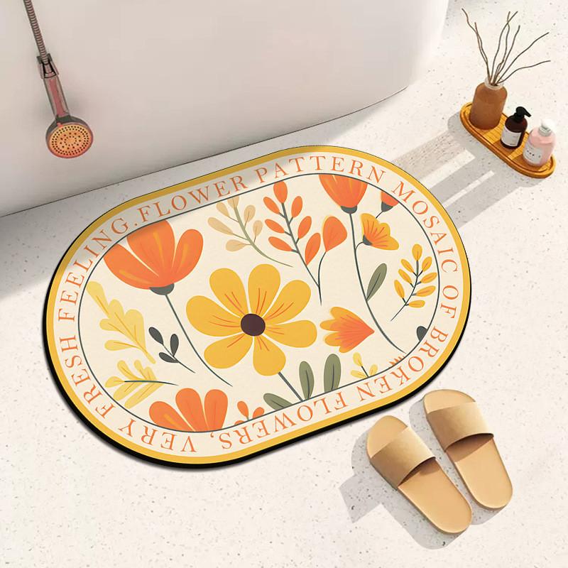 

Entrance Floor Mat With Plant Flower Pattern Waterproof For Living Room And Bathroom StyleA,40x60cm