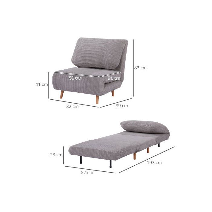 Canapé-lit 2-en-1 - MUVOE - Gris clair - Dossier réglable - Grand confort - Matériau de qualité