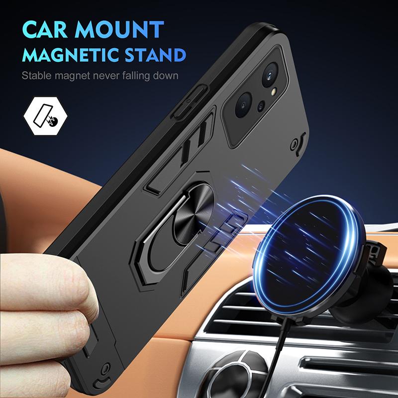 For Realme 9 Shockproof Armor Case For Realme 9I 9 Pro Plus Realme 9 Pro Realme 10 Car Magnetic Ring Stand Hard Back Phone Cover