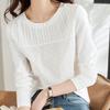 Navava Women Flower Embroidery Round Neck Long Sleeve T shirT nT3201
