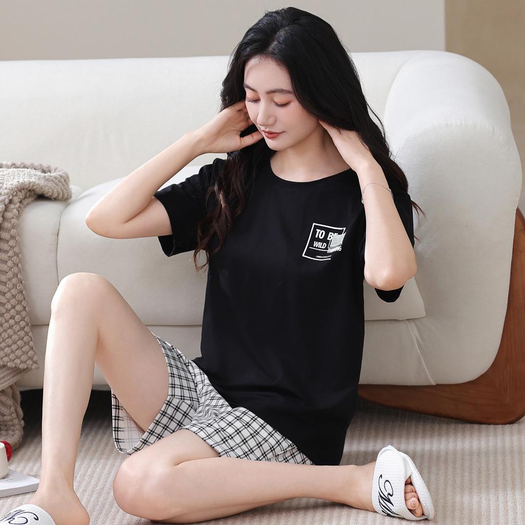 Pajamas women's summer cotton short-sleeved shorts thin summer Korean version casual women's summer loungewear set