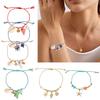 Adjustable Charm Bracelet Ceramic Starfish Shell Fish Pendant Braided Rope Jewelry for Casual Wear Gift Ideas