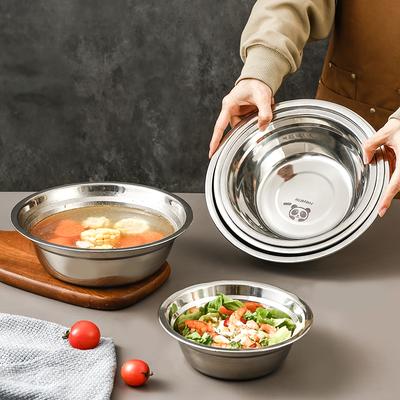  Large Capacity Salad Bowl Nestable Thicked 304 Stainless Steel Mixing Bowls Lamian Noodles Bowl Cutlery Dishwasher Safe