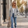 Soft Women Hoodie Zip-Up Waffle Hoodie, Fall Winter Long Sleeve Casual Relaxed Fit Sweatshirt with Pockets, Solid Color Drawstring Hooded Jacket