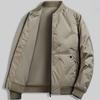 Herren Baumwollmantel Einfarbig Stehkragen Langarm Lässiger Baseballstil Mantel mit Taschen Winter Verdickt Warm Oberbekleidung