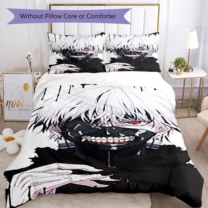3pcs Tokyo Ghoul Bedding Set Duvet Cover Closure Includes 1 Duvet Cover & 2 Pillowcases, Soft and Comfortable for All Seasons.
