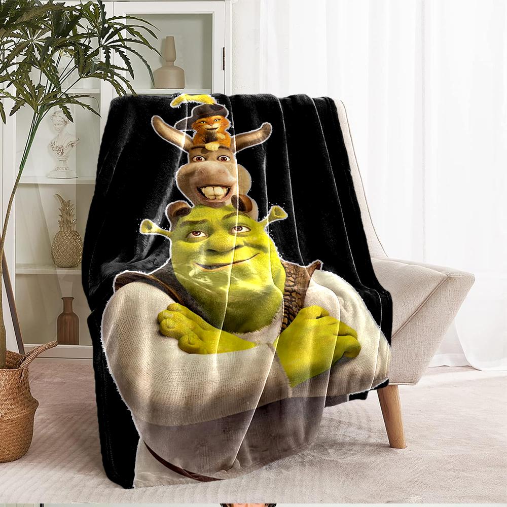 Coperta Stampata a Tema Shrek - Perfetta per Divano, Letto, Viaggio e Uso all'Aperto | Lavabile in Lavatrice, Accogliente e Durevole.
