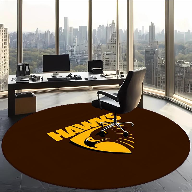 Hawthorn Hawks (1) Runder Büroteppich Dekorativer Bodenteppich für Büro Schlafzimmer Wohnzimmer und Wohnbereich