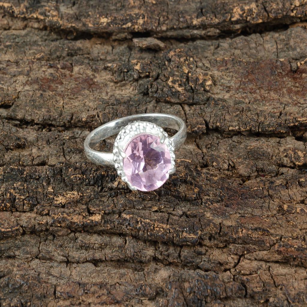 925 Sterling Silver Morganite Gemstone Jewelry Handcrafted Ring For Valentine's RR-28-14