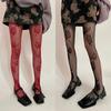 Sexy Damen Rose Floral Jacquard Netzstrumpfhose Ausgeschnittenes Netz Fischgrät-Strumpfhose Y2K Stil Clubwear Valentinstagsgeschenk