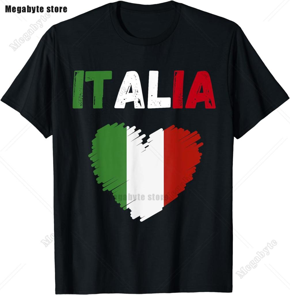 Italia TShirt Italy Flag Coat of Arms Tee Shirt Repubblica Italiana Italian Heritage Vintage T Shirt Guys Streetwear Crew Neck