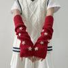 Red Knitted Arm Cover Hip-Hop Long Fingerless sleeves Stretchy Elbow Decoration Thumb Hole Gloves Teens Cosplay