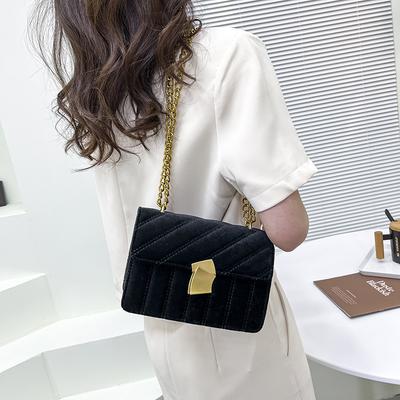 New Women's Crossbody Bags Small Square Velvet Soft Chain Buckle Flap Bags Casual Shoulder Messenger Bag