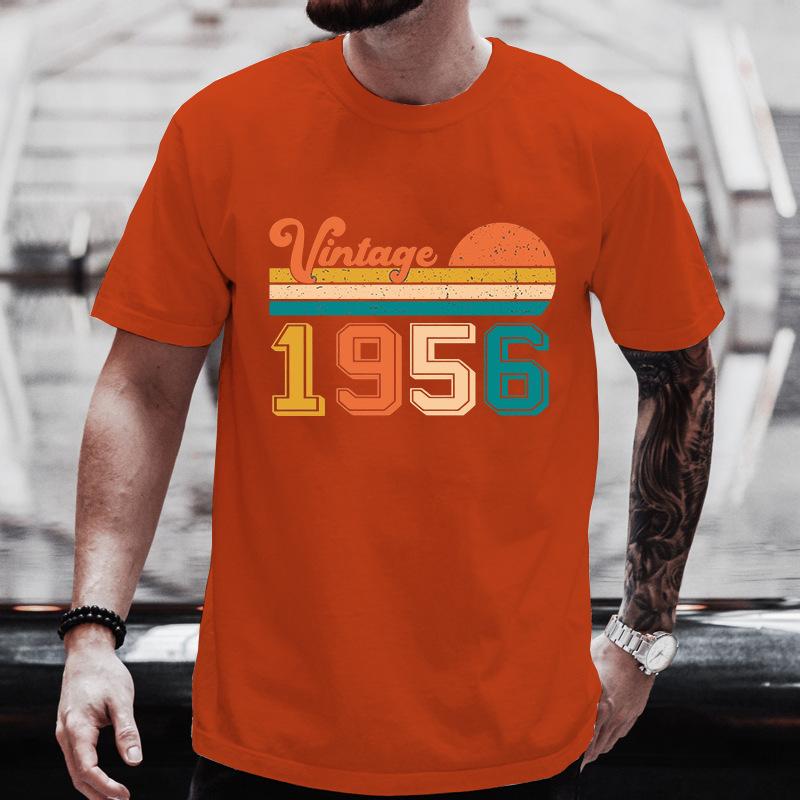 Unisexs Crew Neck Shirt Vintage 1956 Retro Sunset Stripes Graphic Tee Classic Birthday Gift Casual Short Sleeve Top For Party Wear