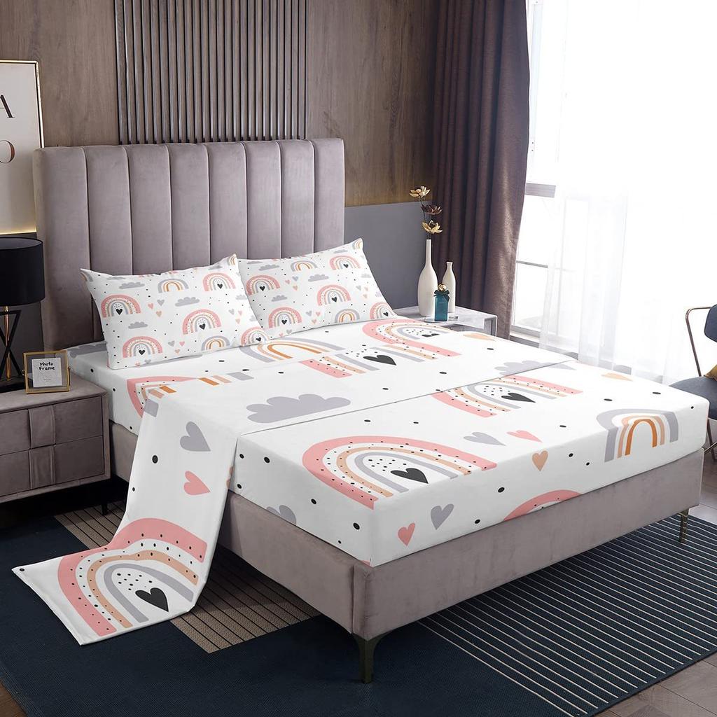 Cartoon cherry blossom panda pattern bed hat four-piece bedding set bedroom dormitory bedding decoration