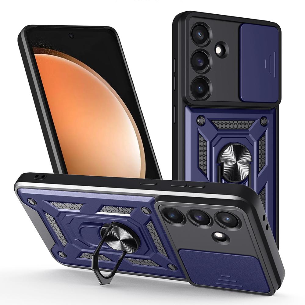 Hülle für Samsung Galaxy S25 FE Edge S25 Ultra S24 S23 S22 S21 Plus Hülle Schiebekamera Ringständer Halter Stoßfeste Abdeckung Capa