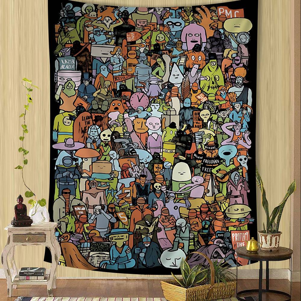 Art J-Jean J-Jullien Hanging Bohemian Tapestry Bohemian Wall Tapestries Mandala Cheap Hippie Wall Hanging 100X70CM