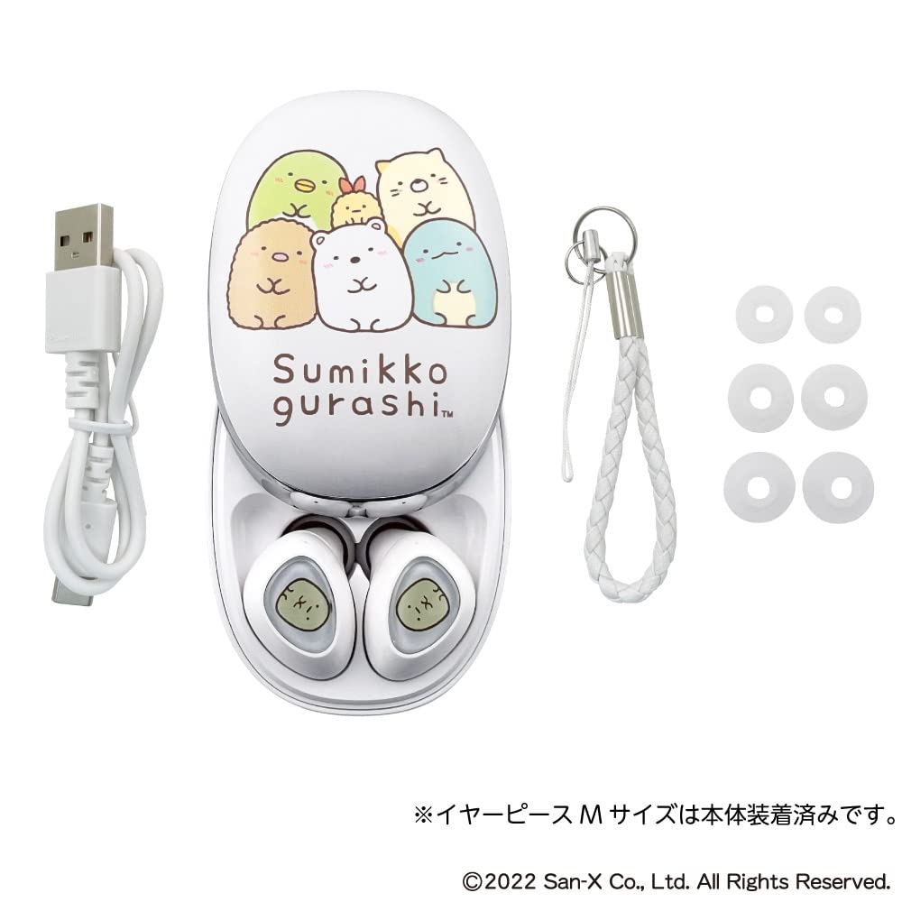 Tama Electronics Sumikkogurashi SX-BS69W-G True Wireless Earbuds, Bluetooth 5.0 with Mic, 5 Hours of Music Playback, 3 Hours of Talk Time, 57 Hours
