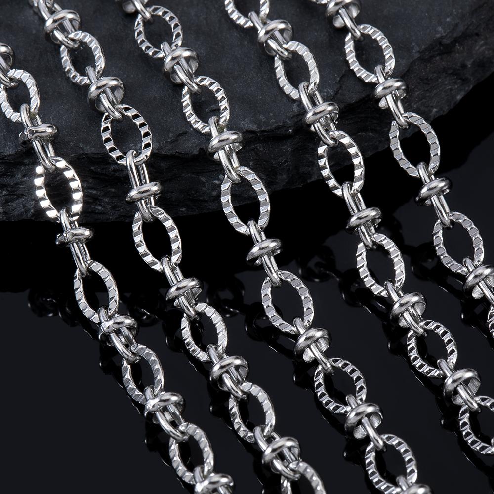 2M Stainless Steel Embossed Radial Grain Link Chain Metal Beads Steel Color Chains Jewelry Making DIY Bracelet Necklace Material