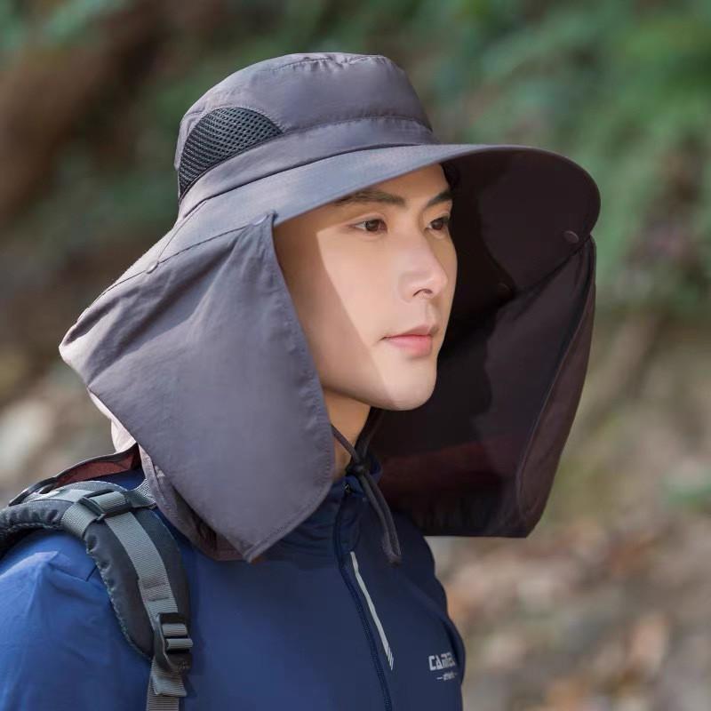 Unisex Wide Brim Sun Hat Fishing Hiking Camping Outdoor UV Protection Neck Cover Adjustable Foldable