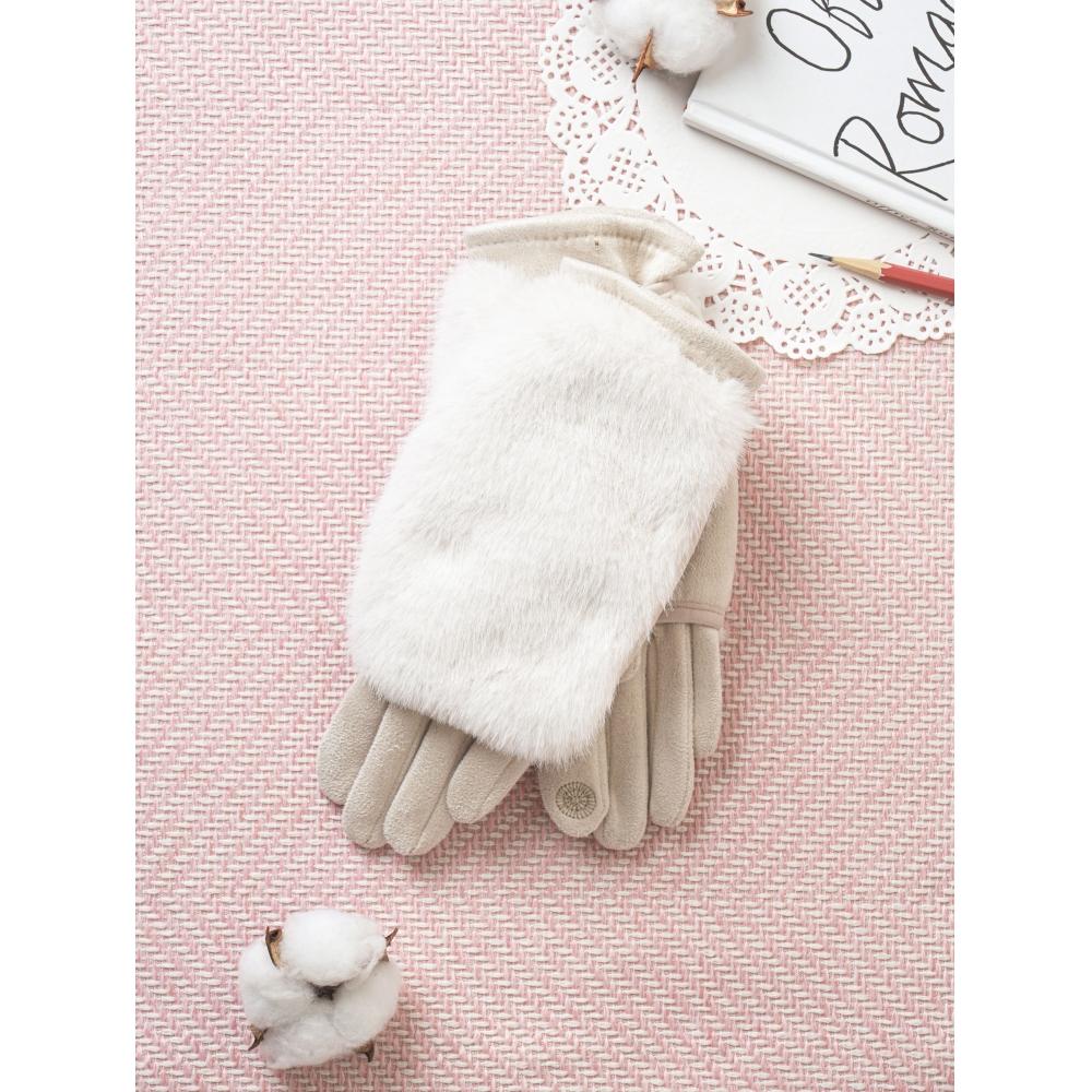 

Daiso Detachable Fur Women Gloves White