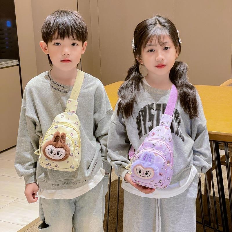 Lightweight And Fashionable Cartoon Kids Sling Bag With Soft Plush Accents For Occasion Any