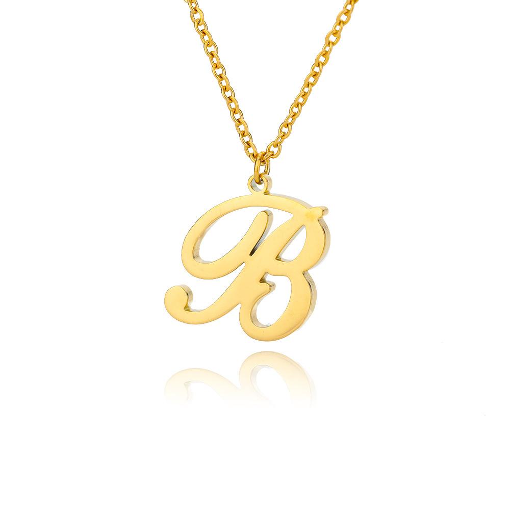 Women Stainless Steel 18K Gold Plated Letter Name Pendant Collarbone Chain