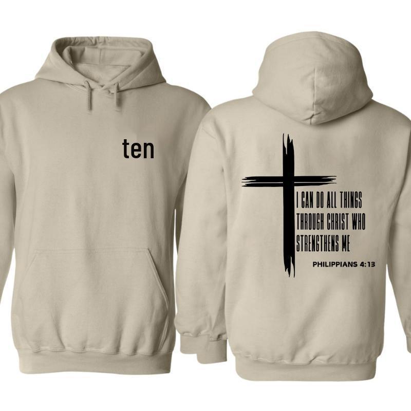 American Casual Cross-Print Hoodie: Winter 2024 European & American Style. M хаки