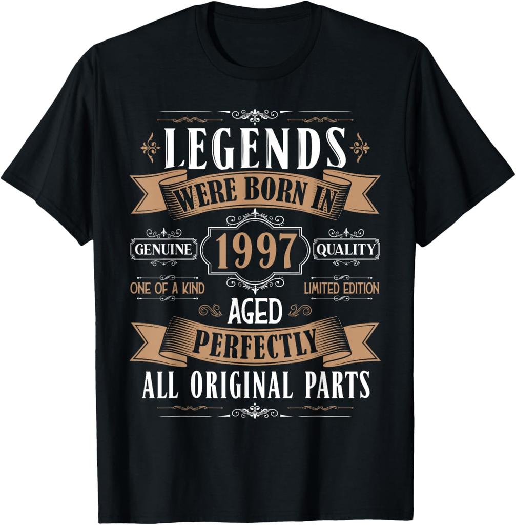 28. Geburtstag T-Shirt 1997 Geburtstagsgeschenke für Unisex Damen T-Shirt Individuell Bedruckte Grafik-T-Shirts Vintage Unisex Kleidung Oberteile