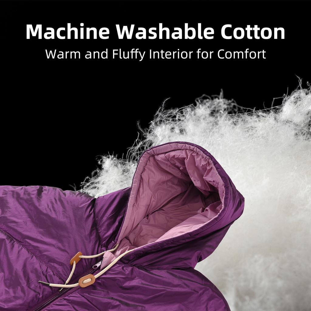 Adult Camping Sleeping Bag Reversible Envelope Design 10-20°C Suitable Waterproof Nylon Lightweight Compressible for Backpacking