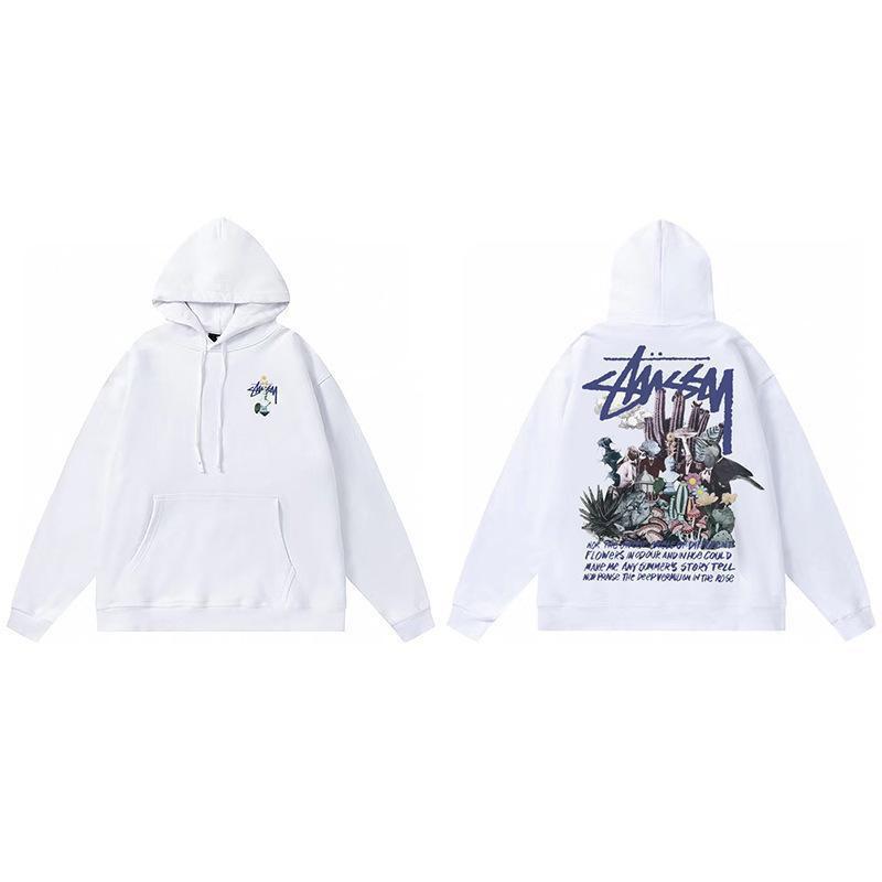 Stussy Mens Hooded Sweatshirt Casual Loose Fit Streetwear Printed Pullover