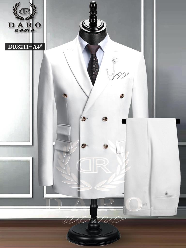 Men's Large Double-Breasted Wedding Suit & Groomsmen Two-Piece Set